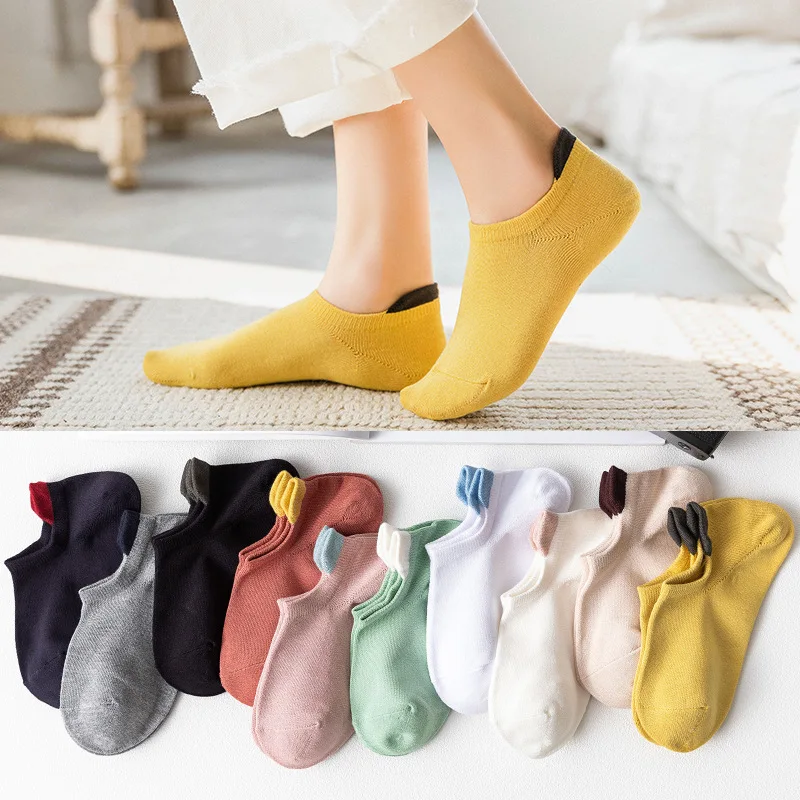 5 Pairs High Quality Womens Bamboo Fiber Solid Color Socks And Ankle Breathable Cute Cotton Socks Summer Boat Socks Wholesale