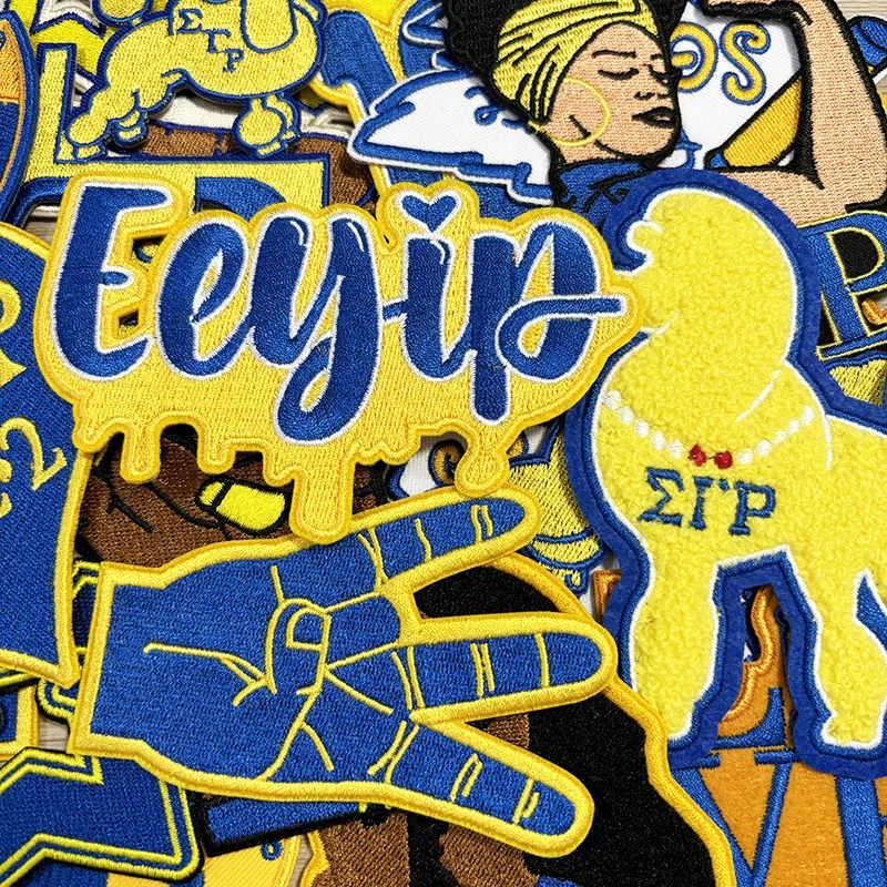 Stock Series Embroidery Patch for Jacket, Sigma Gamma Rho Sorority Patch ,1922, Eeyip, Pretty Poodle ,Sigma Hand Sign