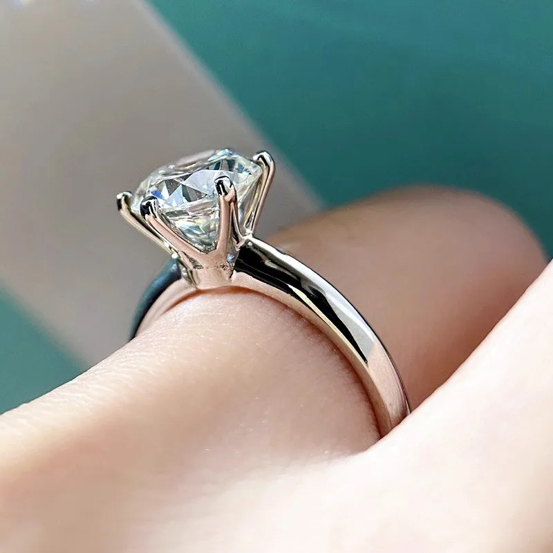 1 2 3 4 قيراط مختبر نمت خاتم الماس Solid14K الذهب الأبيض قطع مستديرة الماس CVD HPHT DEF VS-VVS خاتم الزواج والخطوبة