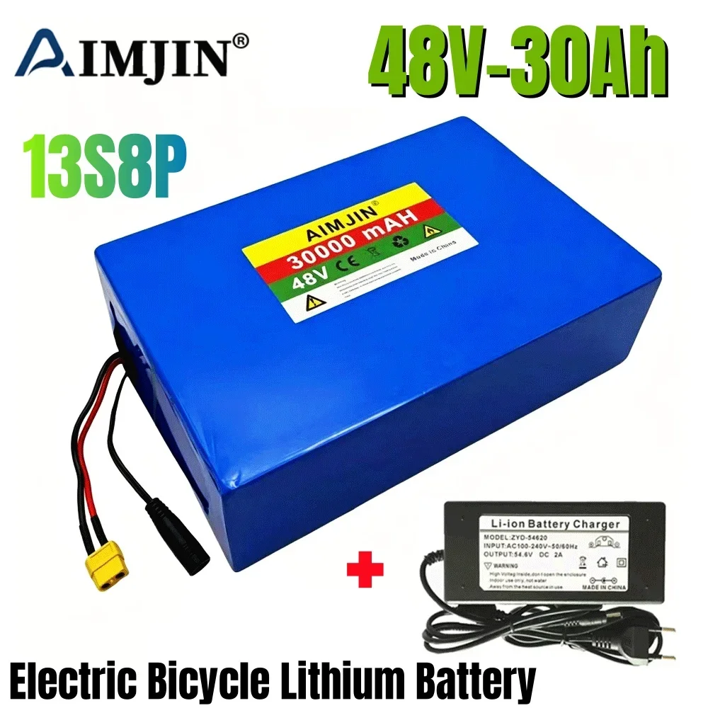 large capacity 13S8P 48V 30Ah lithium battery for electric scooters, mountain bikes 250-800W+54.6V 2A charger