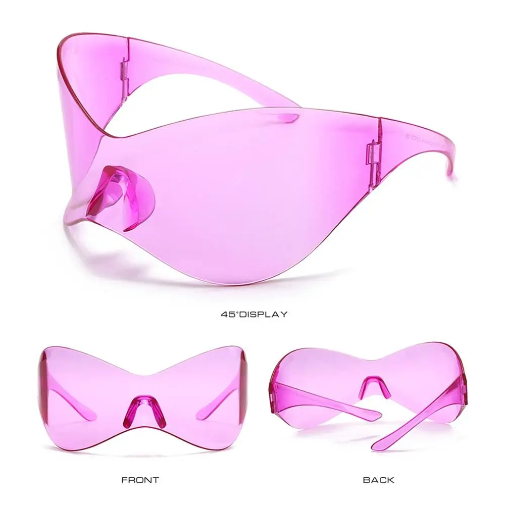 Rimless Sports Sun Glasses Goggle Oversized Futuristic Sunglasses Wrap Around Shades for Men Women Y2K Sunglasses