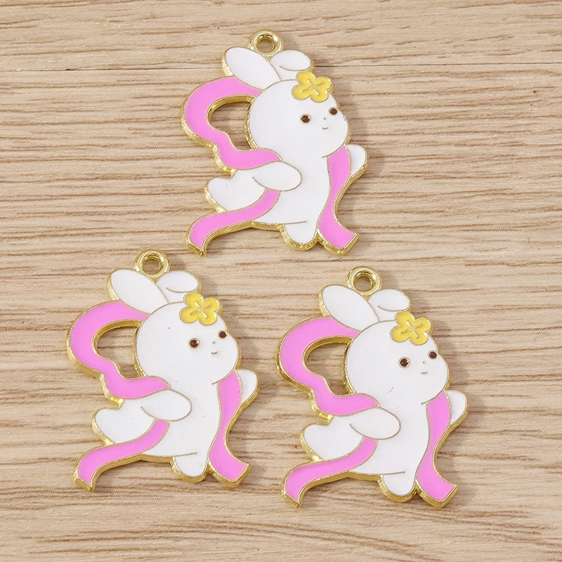 10 Stück Mix Cartoon Tier Kaninchen Charms Emaille Mid-Autumn Festival Charms Anhänger für Schmuckherstellung DIY Ohrringe Halsketten Geschenk – Detail 7