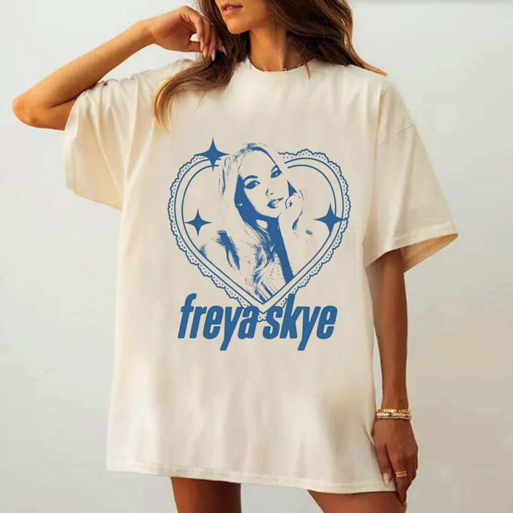 Freya Skye tshirt girl University Vintage Graphic Classic 80s harajuku  tshirt Pop Culture University streetwear Psychedelic
