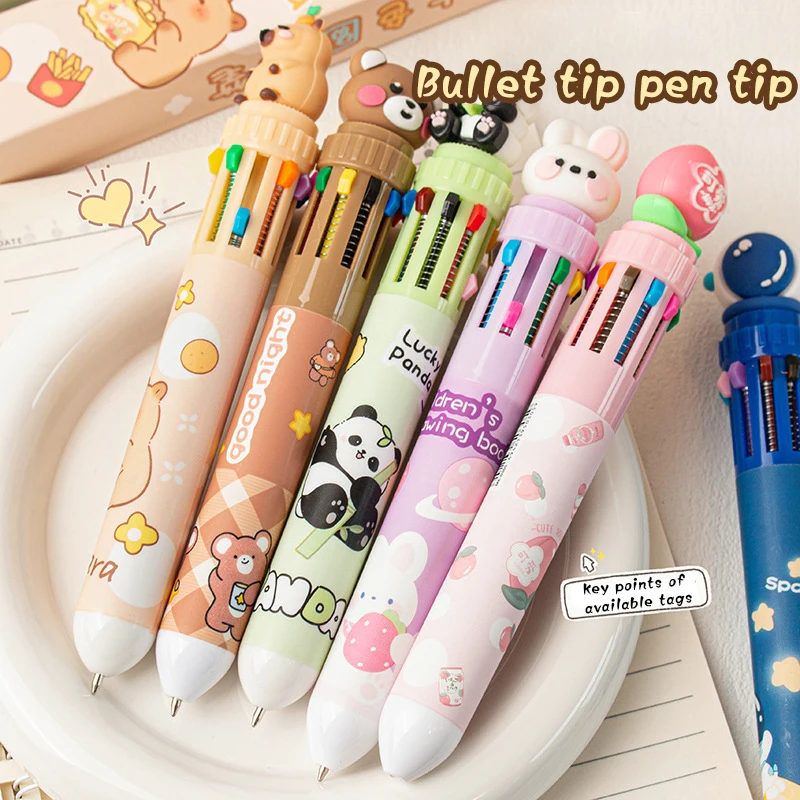 Cartoon Capybara Cute Animal 10Color Ballpoint Pen Signature Pen School Student Stationery Writing Supplies Kids Gift Funny Pens