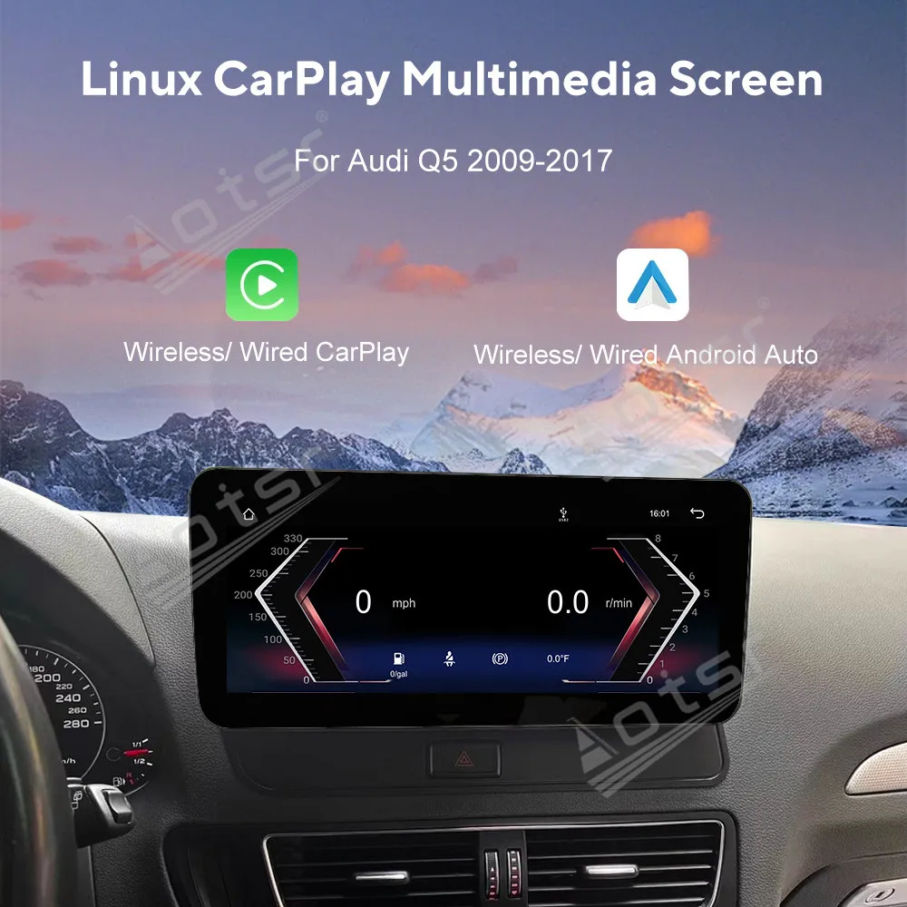 12.3 بوصة لينكس راديو السيارة CarPlay لأودي Q5 2009-2017 شاشة تعمل باللمس مشغل وسائط متعددة لتحديد المواقع والملاحة رئيس وحدة اكسسوارات السيارات