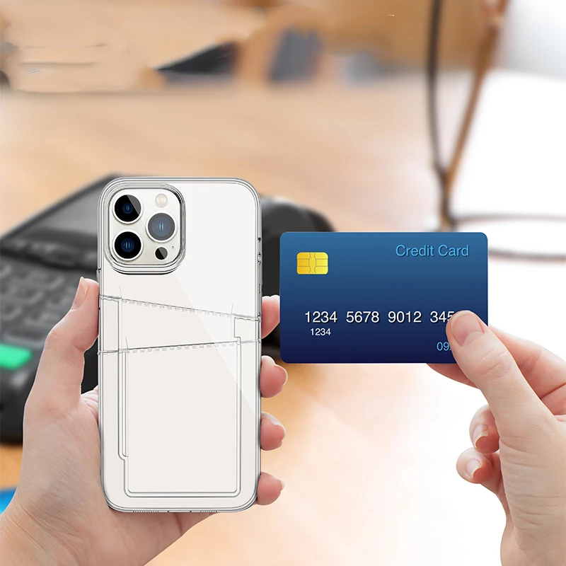 Card Holder Phone Clear Case for iPhone 16 15 Pro Max 14 Plus 13 Mini 12 11 X XS XR SE 2022 2020 16Pro Wallet Cover Accessories