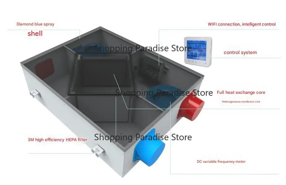 Energy Saving Positive Pressure Galvanized Steel Ventilation Fans Flexible Industrial Input Units for Gym Hall