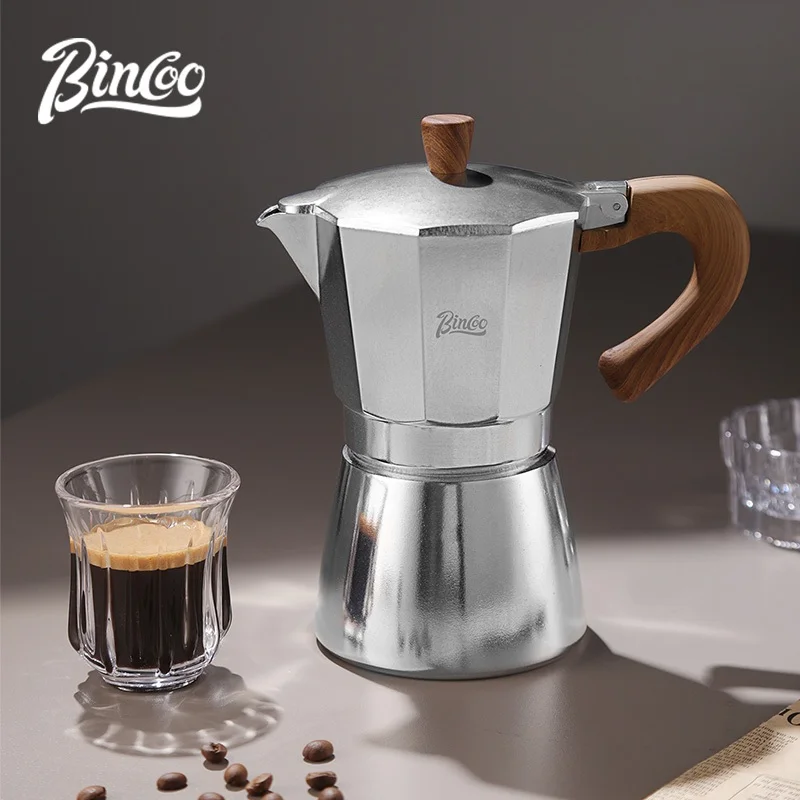 BINCOO Single Valve Moka Pot Kit Electric Heater + Manual Coffee Grinder 3Cups 6Cups Home Italian Espresso Coffee Maker