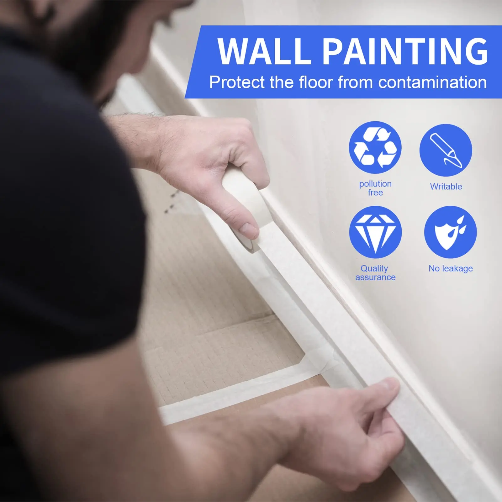 Taśma maskująca 1 rolka Taśma maskująca uniwersalna, hurtowa do malowania, etykietowania, sztuki, biura, domu, rękodzieła