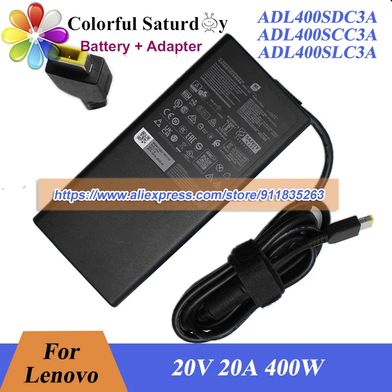 Original ADL400SDC3A ADL400SCC3A ADL400SLC3A AC Adapter 20V 20A 400W For Lenovo Legion PRO 7 16IAX10H LEGION 9 18IAX10 Laptop