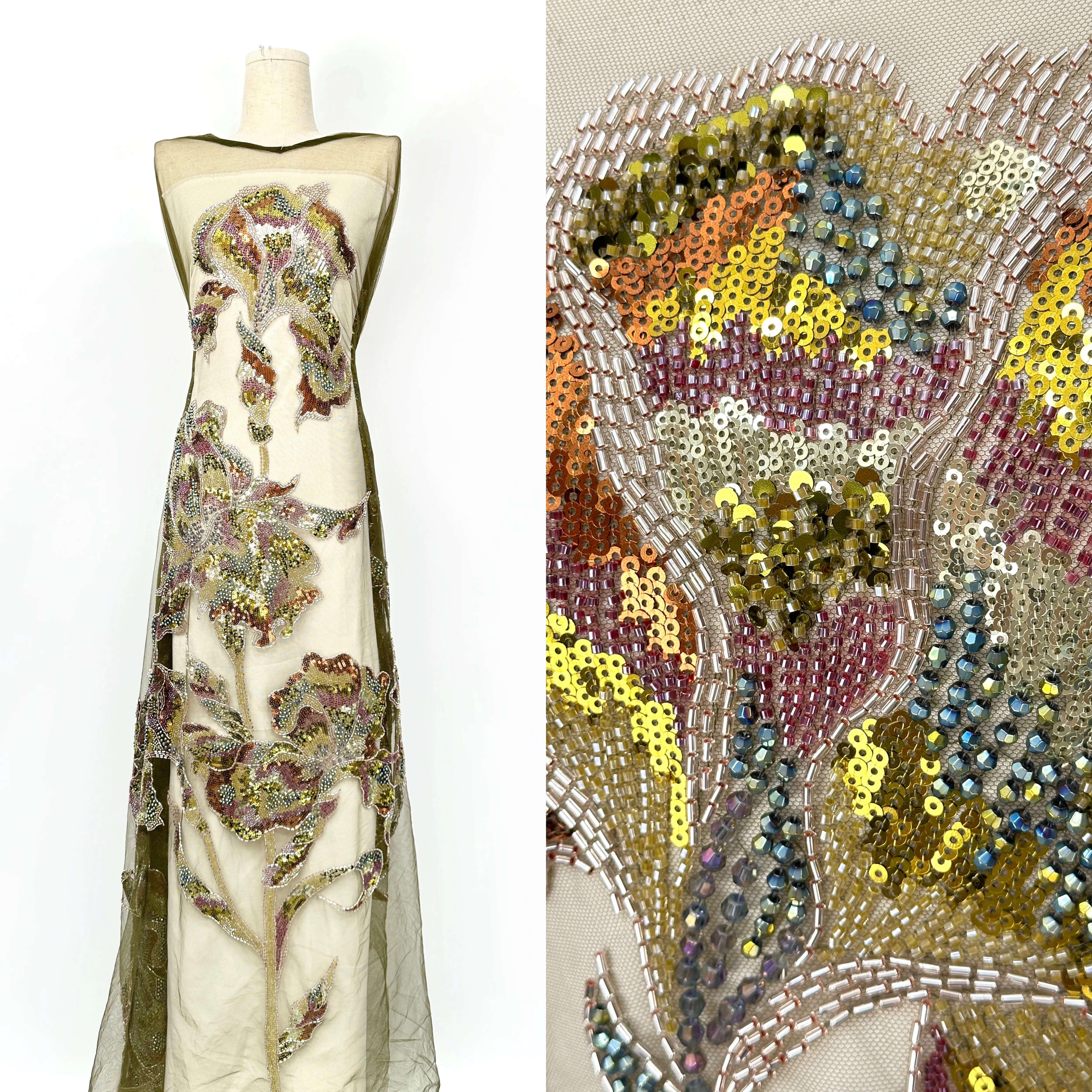 

10 комплектов около 5 ярдов 2026 Роскошное французское сетчатое кружево с блестками и бисером Свадебный тюль Кружевная ткань с вышивкой бисером для свадебного мероприятия