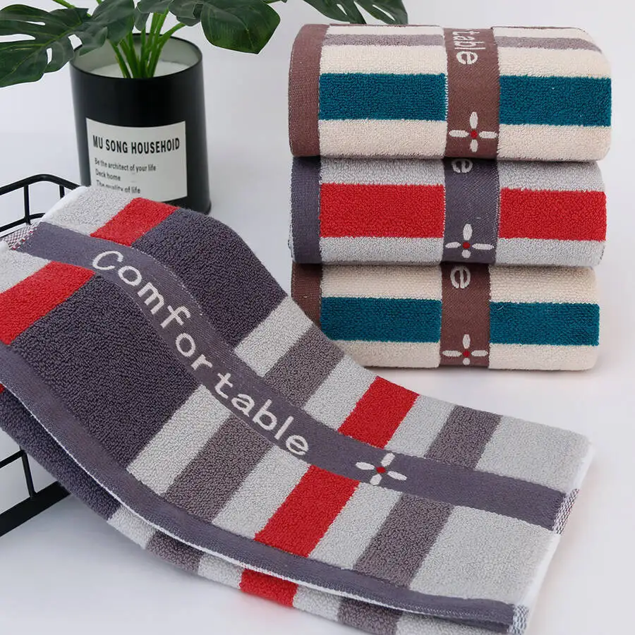 

Classic striped cotton towel, skin-friendly soft, breathable and thick, suitable for adult men and women to wash and bathe，logo