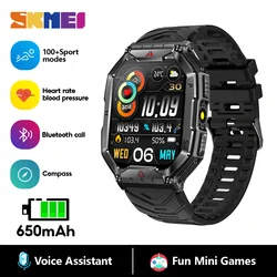 SKMEI Outdoor Sport Compass Smart Watches For Men Women 650Mah Battery 3ATM Waterproof Voice Assistant Bluetooth Call Smartｗatch