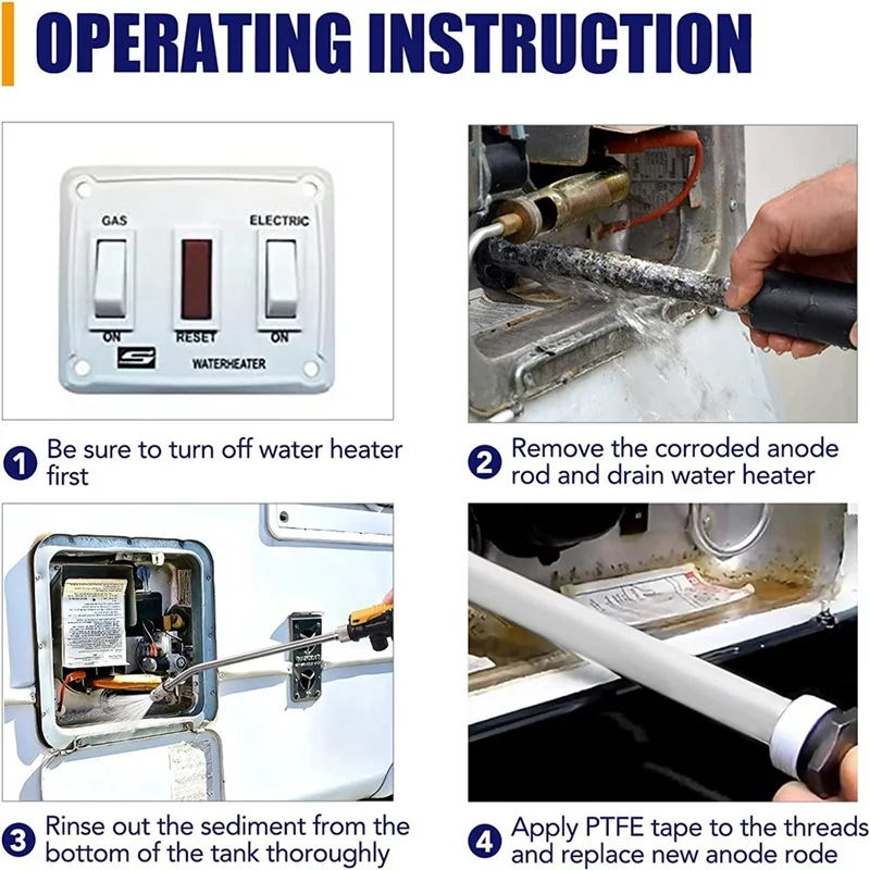 

A67P-3Pack RV Water Heater Anode Rod & Flush Wand - 9.25 Inch L X 3/4 Inch NPT Aluminum Water Heaters Anode Rod Spare Parts