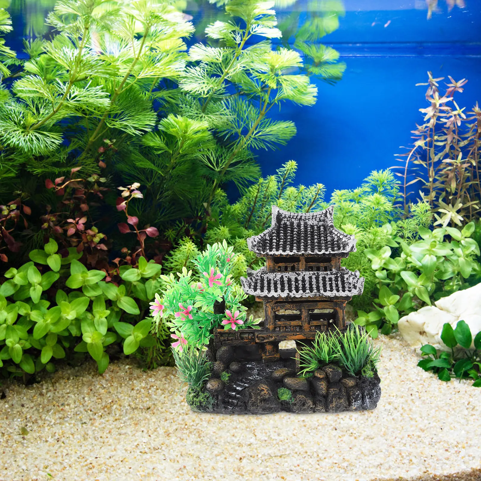 

1 шт. Декоративная фигурка из смолы для аквариума: реалистичный, прочный элемент ландшафта для аквариума в виде старинного домика, изделие из смолы