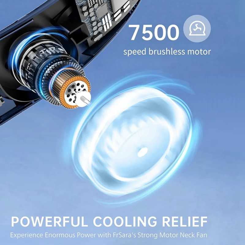 Ventilador de pescoço recarregável, ventilador pessoal com display LED, 3 velocidades com bateria de 4000mAh, para mulheres, homens, viagens, ao ar livre