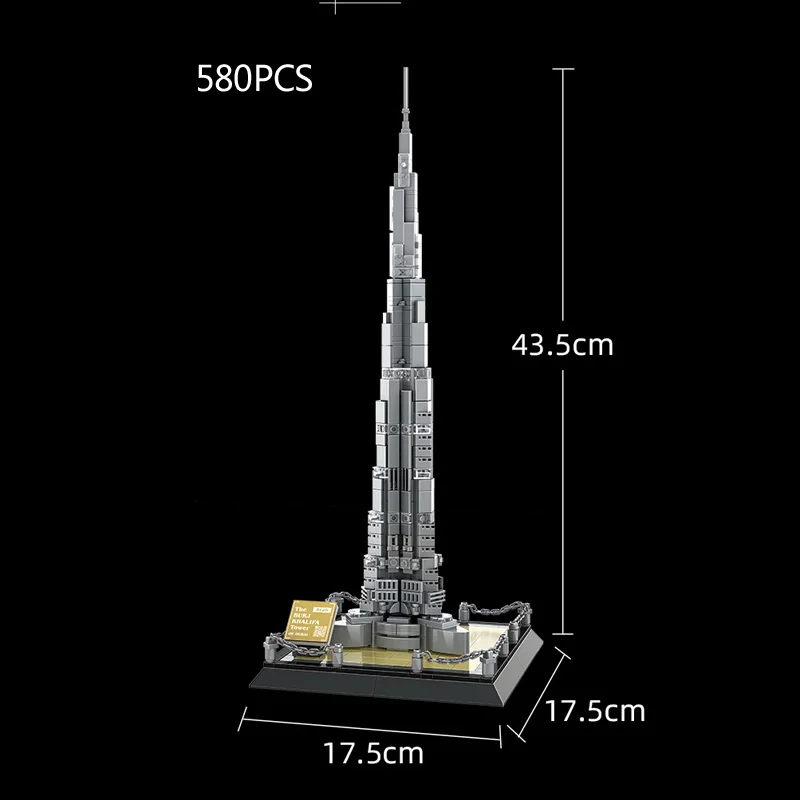 Creative United Arab Emirates ดูไบ Building Block Burj Khalifa Tower ชุดก่อสร้างอิฐสถาปัตยกรรมสมัยใหม่ของเล่นสําหรับของขวัญ