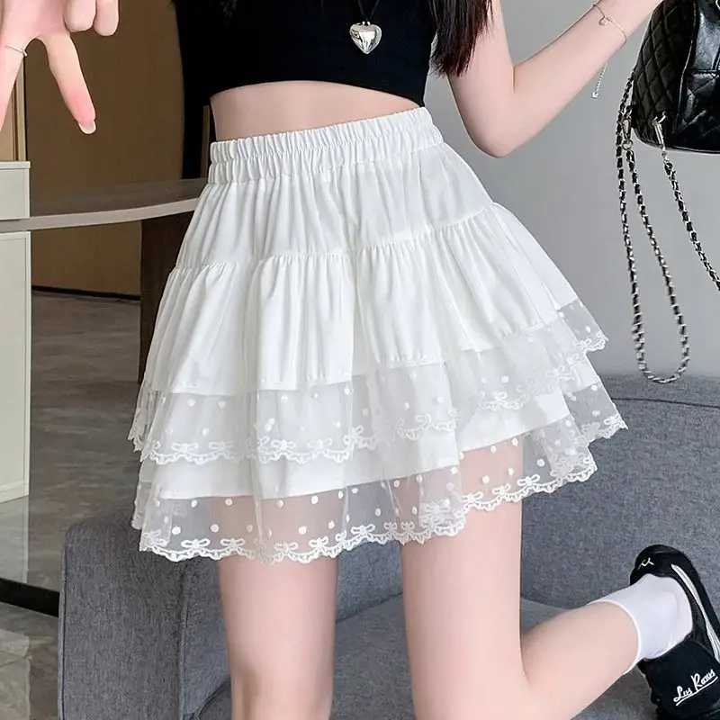 

Skirts Womens Embroidery Mesh Balloon Trumpet Skirt for Creative Writing Club Artistic Hollow Flare Modern Young Girls Event