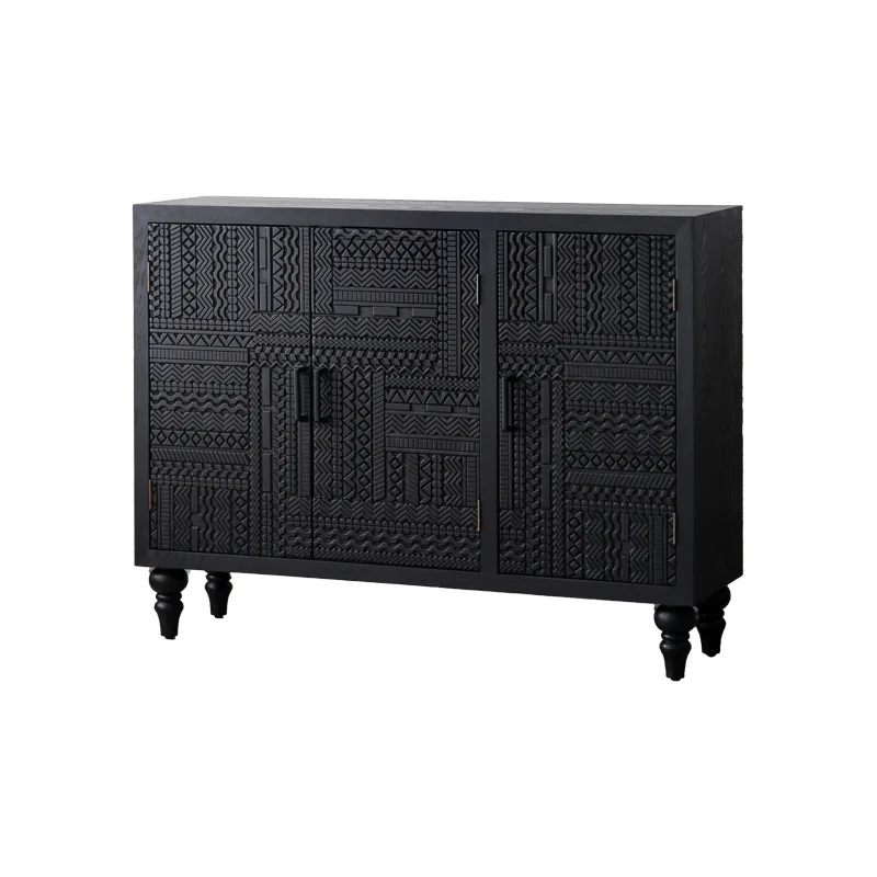 

Solid wood carving flower dining side cabinet personalized creative aisle cabinet wabi safeng company store decoration