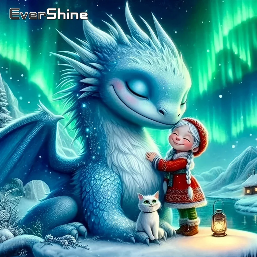 Evershine Diamant-Stickerei Drache Vollflächiges Quadratisches Gemälde Tierbild Strass-Mosaik Mädchen Handgemachtes Geschenk