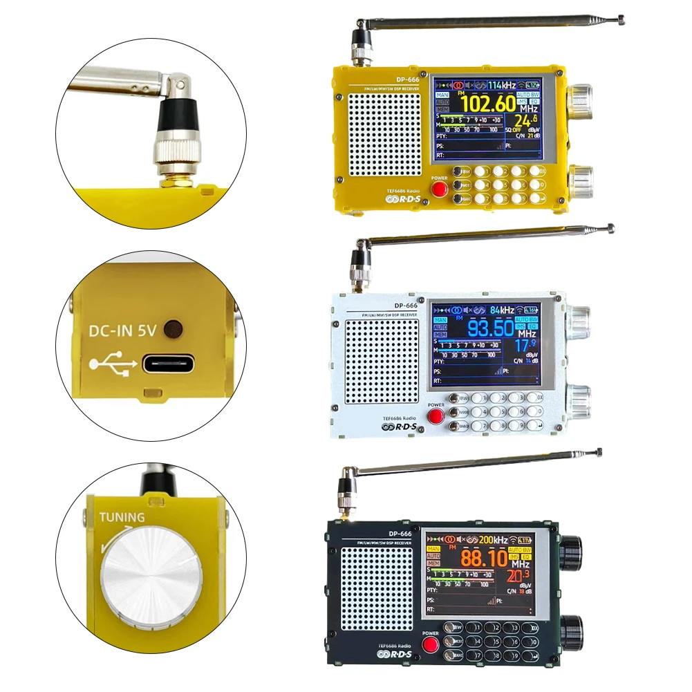 DP-666 TEF6686 Radio Full Band FM AM FM Shortwave Radio RDS Telescopic Antenna With SMA Connector Signal Receiving Accessories