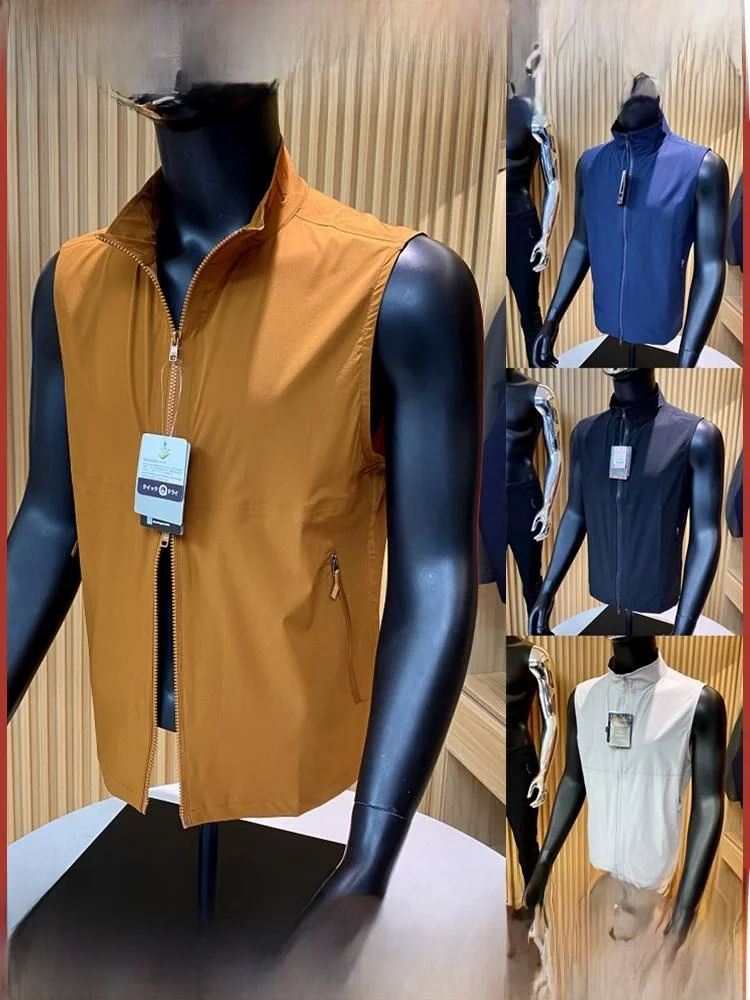 

Lightweight Qui-Dry Breathable Waterproof Men's Stand Collar Vest Zipper Closure Stand Fit Youth Faion Summer Gear