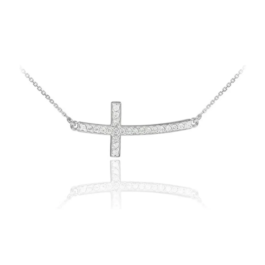 1PC fashion Curved Sideways Cross Necklace women\'s holiday wedding jewelry gift  aesthetic pendants