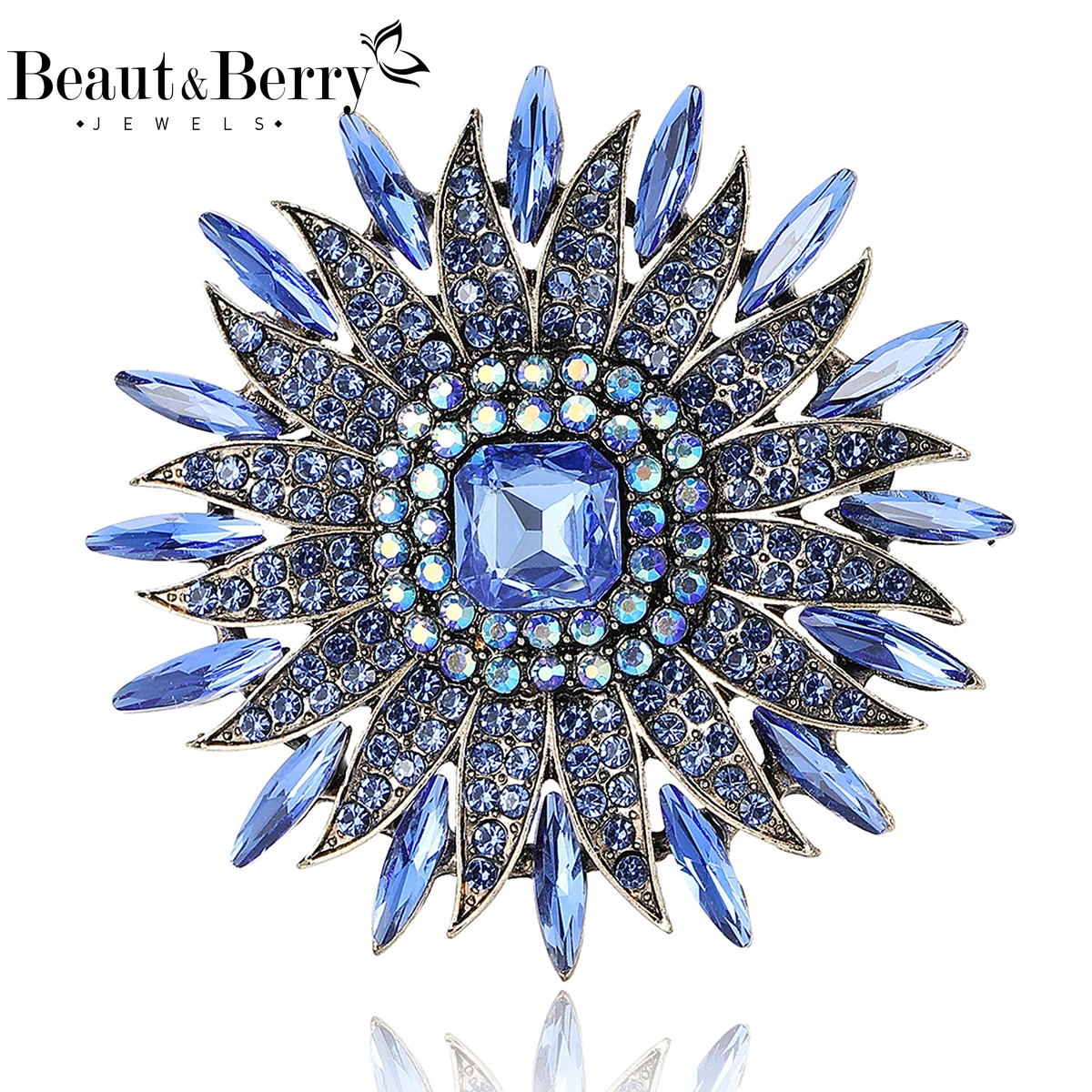 

Beaut&Berry Luxury Rhinestone Flower Brooches for Women Unisex Crystal Pins Casual Party Jewelry Accessories Gifts Decoration