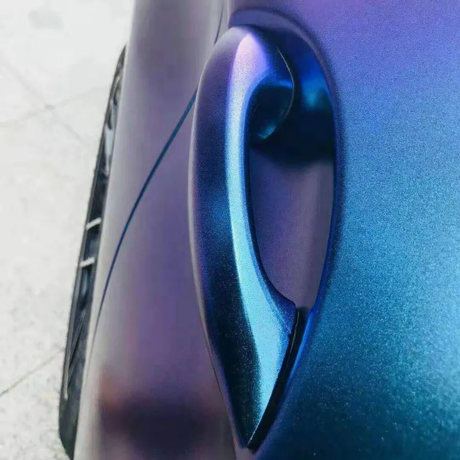 30 x 100CM Chameleon Vinyl Wrap Matte Metallic Vehicle Film Purple to Blue Stretchable Air Release DIY Decals (Purple to Blue)