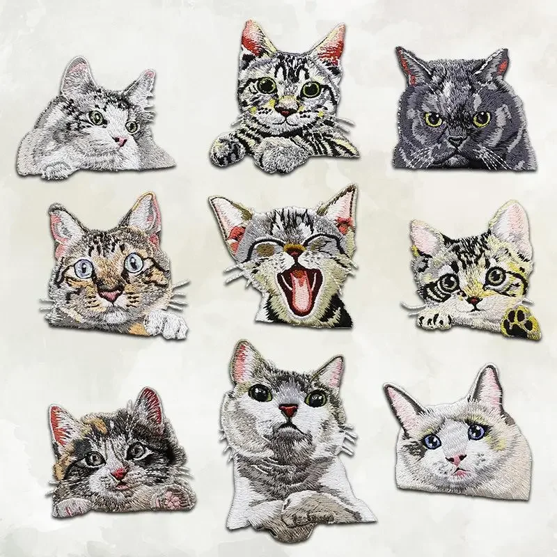 Pocket Cat Patches Optional Iron on Sewing  Embroidered for Jeans Coat  Hats Accessorie