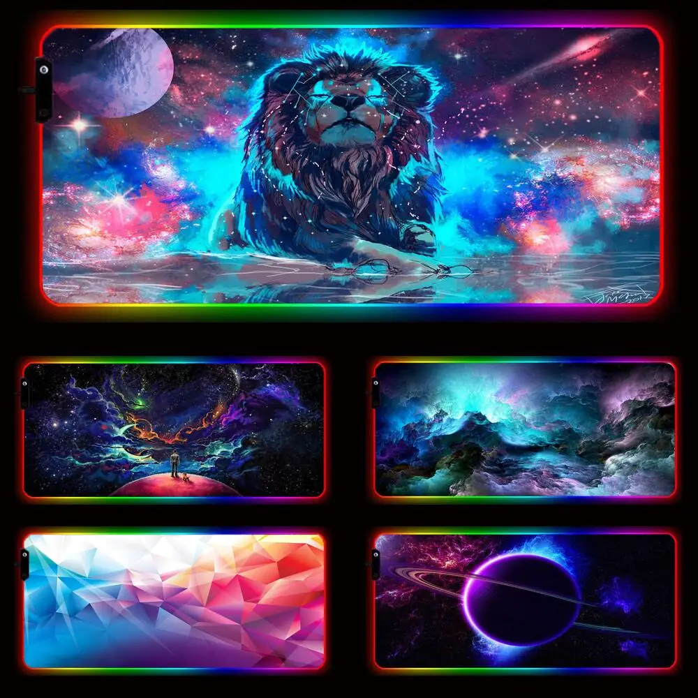 Space RGB Computer Varmilo Keyboard LED Mouse Pad Anime Gaming Accessories Gamer Carpet Desk Mat waterproof be luminous Mousepad