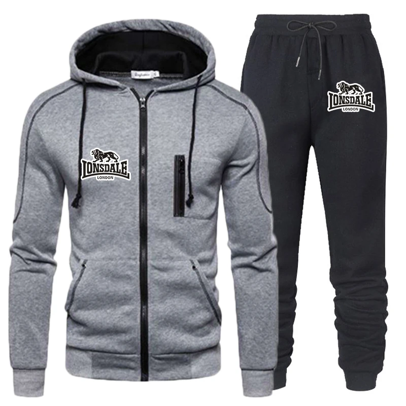 Męski dres Casual Jogging Suit Outdoor Set Zipper Hoodies + Black Sweatpant 2pcs 2023 Spring Fashion New Streetwear S-4XL