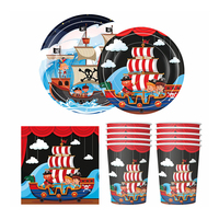 Pirate Ship Theme Birthday Decorations Party Disposable Tableware Paper Napkins Cups Plates Tablecloths Straw