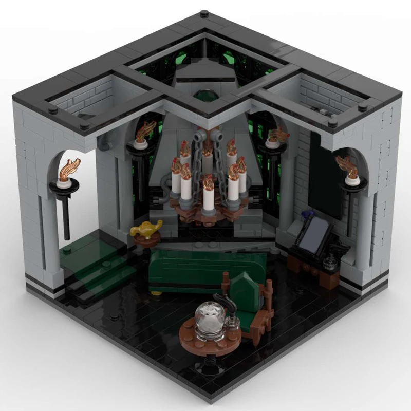 667PCS MOC Magic Movie Sl Therin Common Room Model Technology DIY Creative Assembly Building Blocks Display Birthday Gift Set