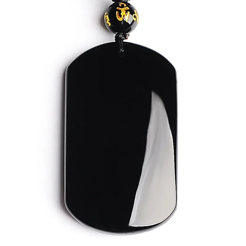 

Natural Obsidian Pendant Necklace Charm Jewellery Carved Amulet Fashion Accessories Gifts for Women Men Free rope