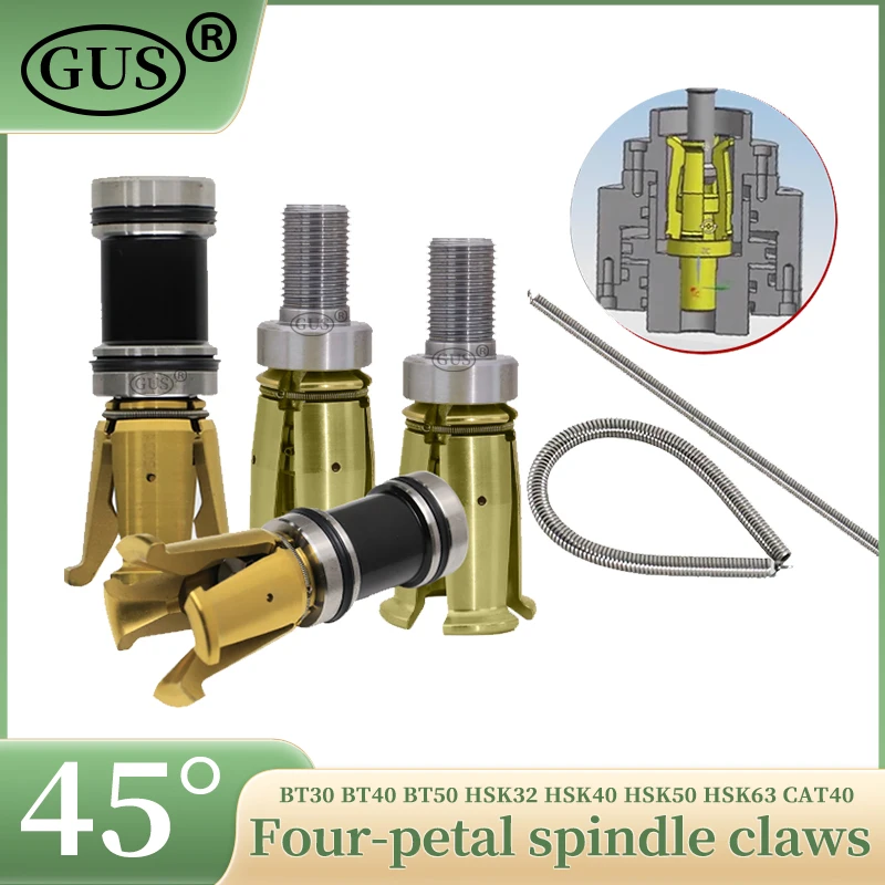 BT50 BT30 BT40 45 °Spindle Fixture HSK63 HSK32 HSK40 HSK50 CAT40 Four-petal spindle claws CNC Milling Machine Center tool Clamp