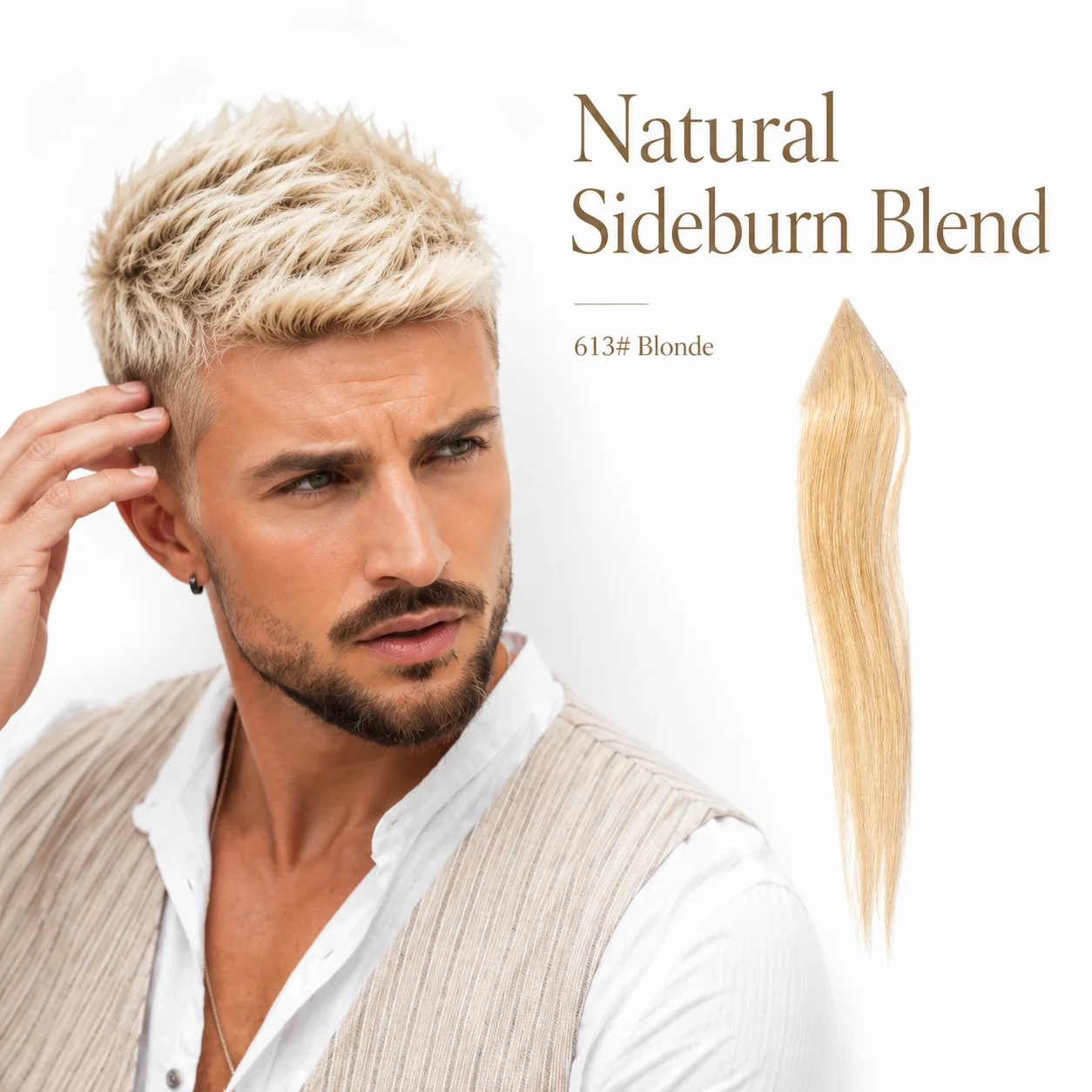 Invisible Triangle Mesh Hairpiece for Women 3x3 Inch Hairline Topper Patch Lightweight Temple Coverage Hair Extension