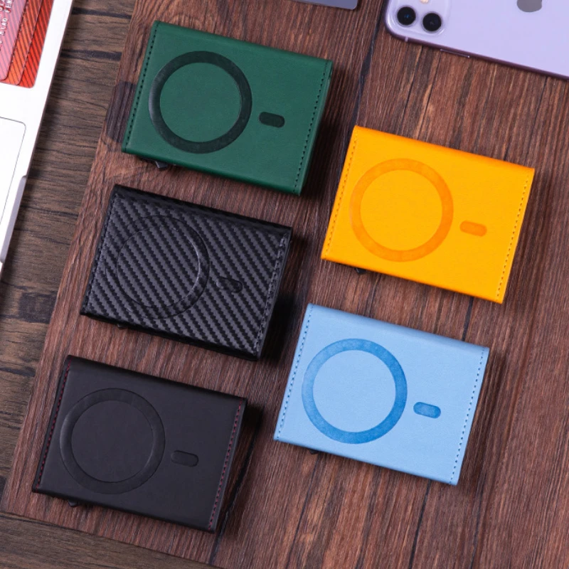 Trifold Magnetic Phone Wallet PU Leather Card Bag Magsafe Card Holder Wallet for Apple iPhone 16 15 12 13 14 Pro Max Plus Mini