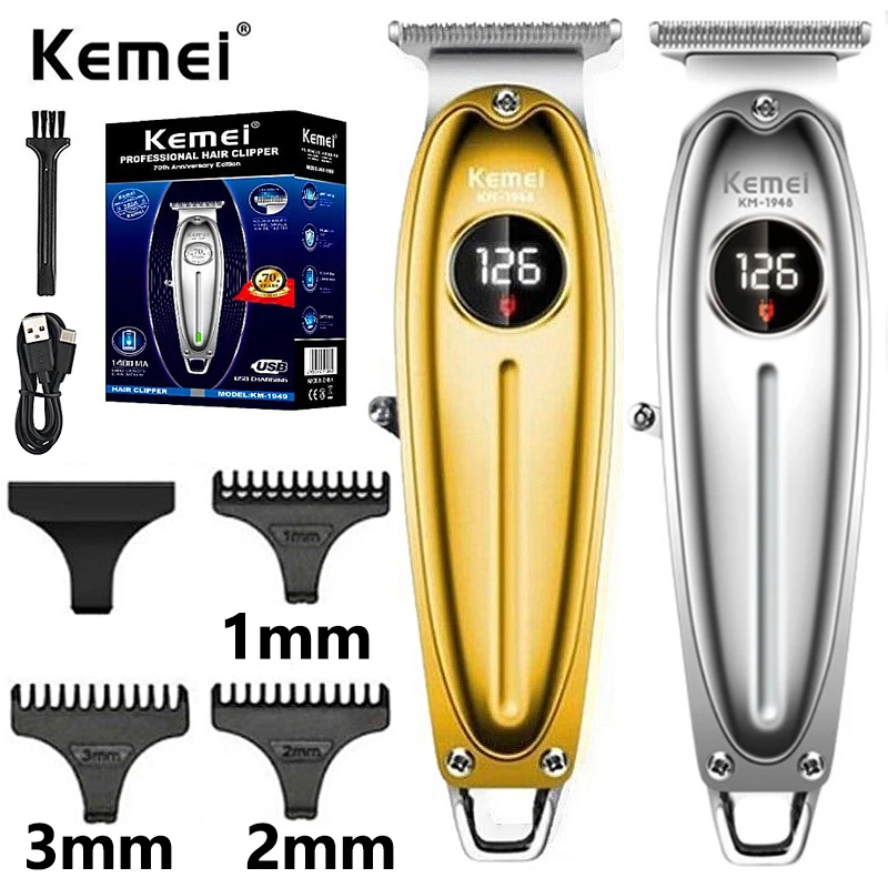 Kemei-1948 Electric Barber Full Metal Housing Hair Trimmer for Men Lithium Lon Powerful Beard Trimmer Finishing Machine