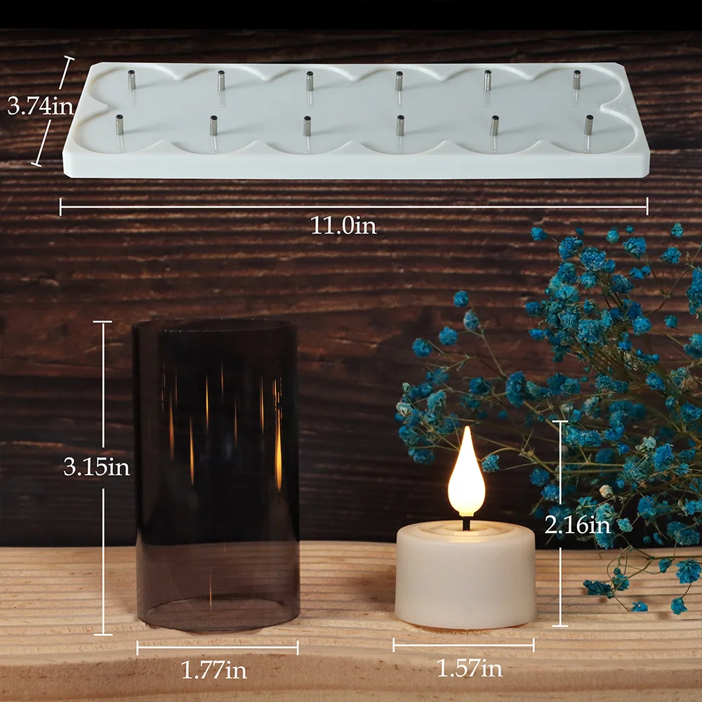 LED Candle Light Rechargeable Flameless Candles Timer Remote Tea Lights With Black Cups For Wedding Home Decor Christmas Lamp