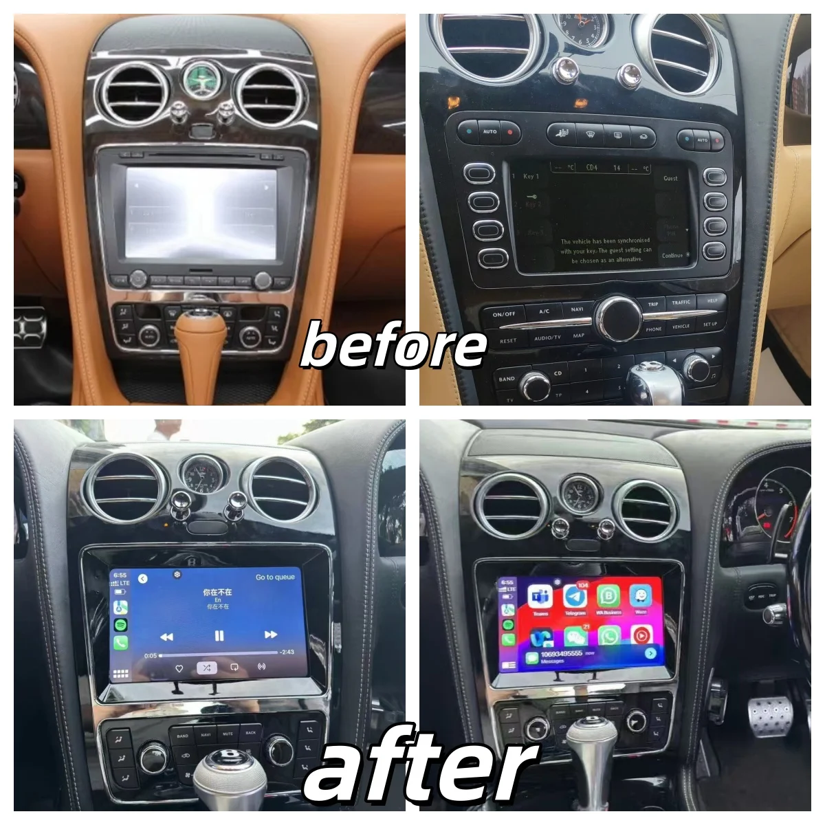 Android 14 Multimedia Video Player For Bentley Continental GT Flying Spur 2004 2005 2006-2019 GPS Car Radio Head Unit CarPlay