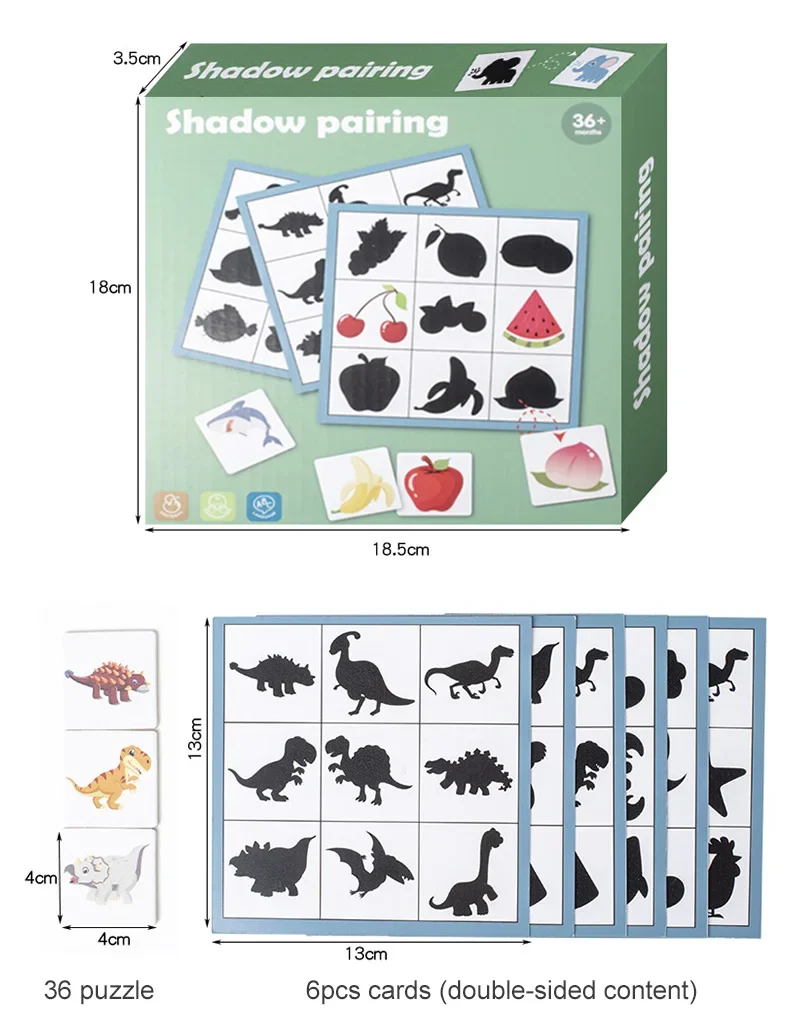 Houten Montessori Vind Vorm Dier Fruit Schaduw Koppelen Vorm Logisch Denkspel Educatief Speelgoed Voor Kinderen