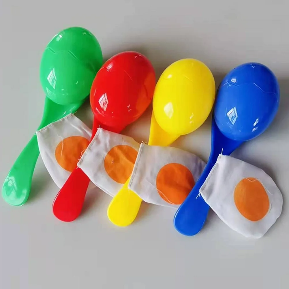 4 Pcs Spoon Egg Toy Kids Outdoor Playset Balance Spoons Party Favors Plastic and Race Game Birthday Games for 8-12 Child Funny