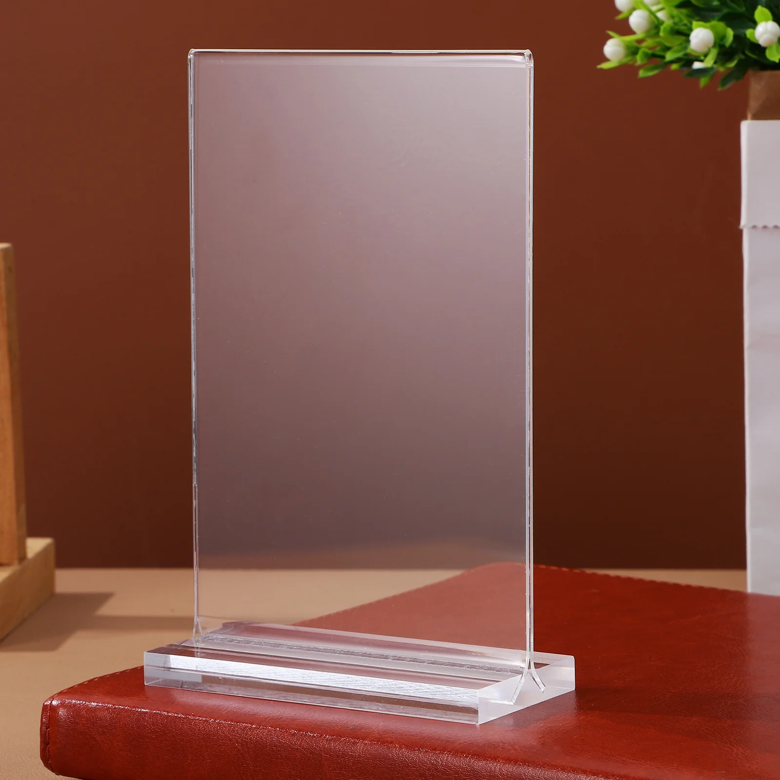 

6 Pcs Acrylic Card Poster Stands Paper Display Countertop Double-sided Sign Holder Business Menu
