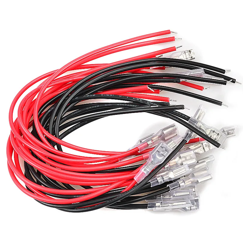 10pcs 20CM 2.8MM/4.8MM/6.3mm 2.8/4.8/6.3 Single head female Spade Crimp Terminal Connector with wire red black for rocker switch