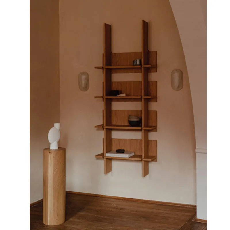 

Nordic whole wall bookshelf shelf ladder storage rack medieval creative storage rack floor magazine