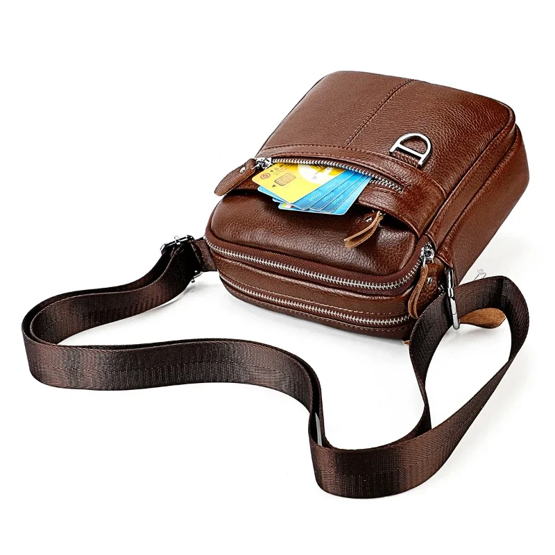 Luxury Designer Genuine Cowhide Leather Men Vintage Handbags Flap Men's Shoulder Bags Casual Messenger Bag Fashion Crossbody Bag