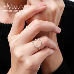 eManco Trendy Round Ring Stainless Steel For Women Stackable Round Midi Rings Fine Jewellery Gift Wholesale