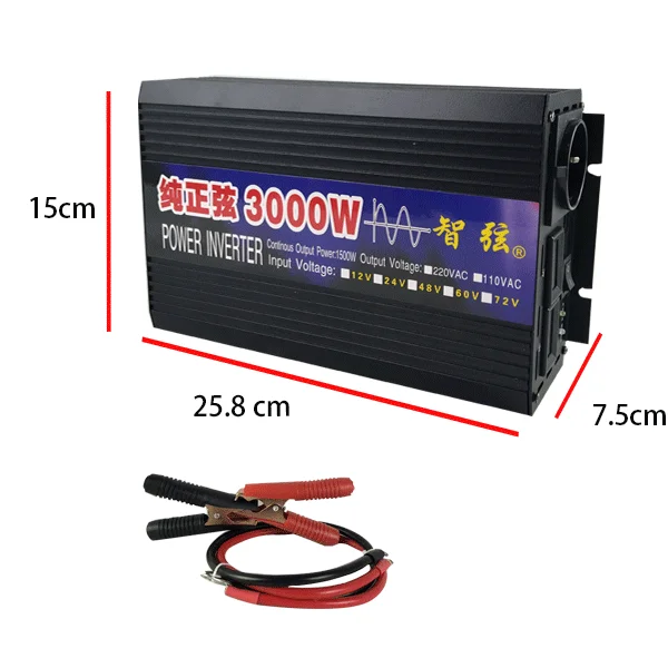 3000วัตต์อินเวอร์เตอร์เพียวไซน์เวฟจากโรงงาน Zhixian DC 12V 24V 48vTo AC 220V 230V 240V 50Hz 60Hz