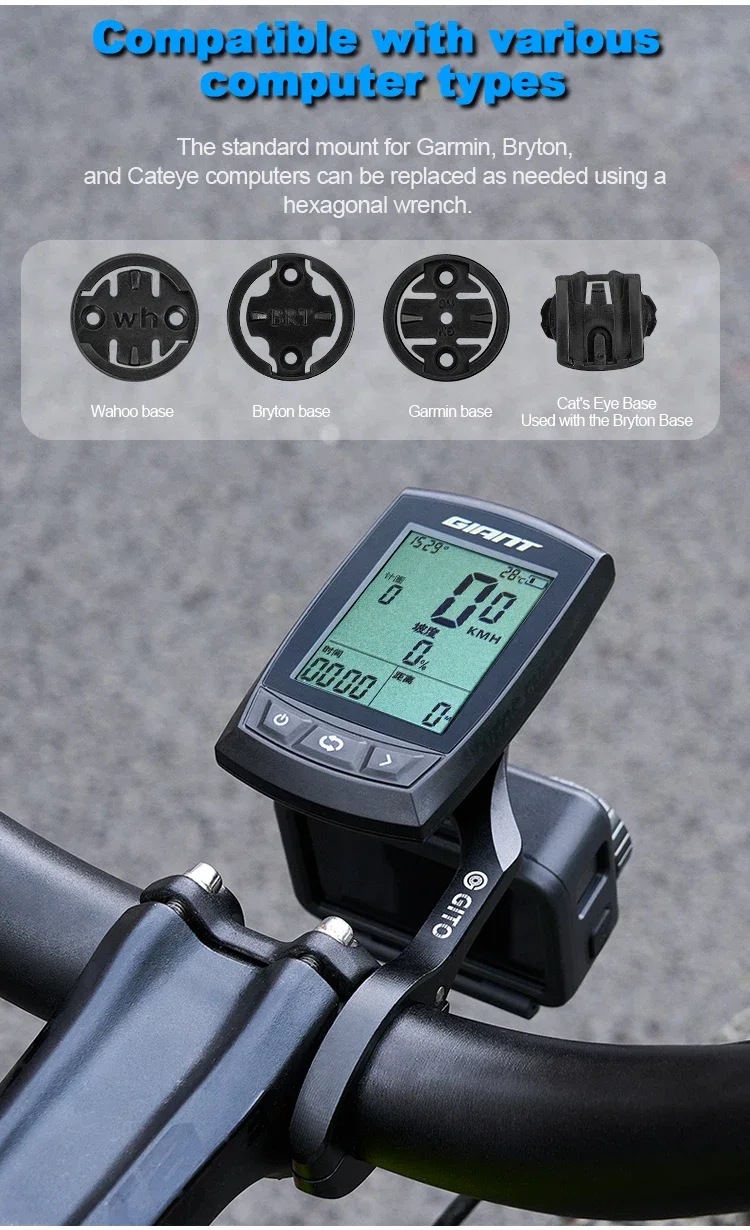 GITO Erweiterte Vorderlenkerhalterung für MTB-Fahrradcomputer, Rennrad-Bryton-Halterung, Garmin-Halter für Igpsport, Wahoo, Cateye Zubehör – Detail 2
